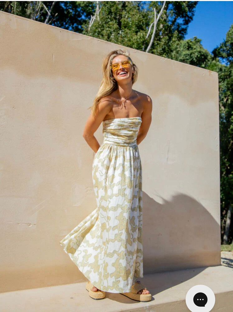 vrg grl - Saint Malo Linen Midi Dress Tropic on Designer Wardrobe