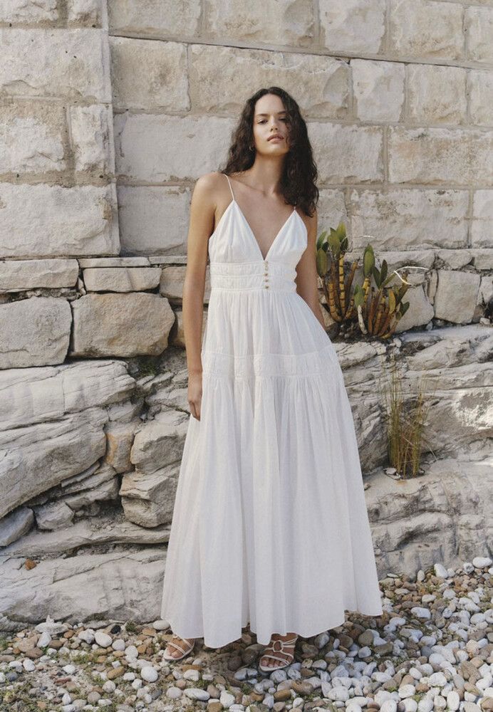 Aje - Aje Ivory Grace Tiered Maxi Dress on Designer Wardrobe