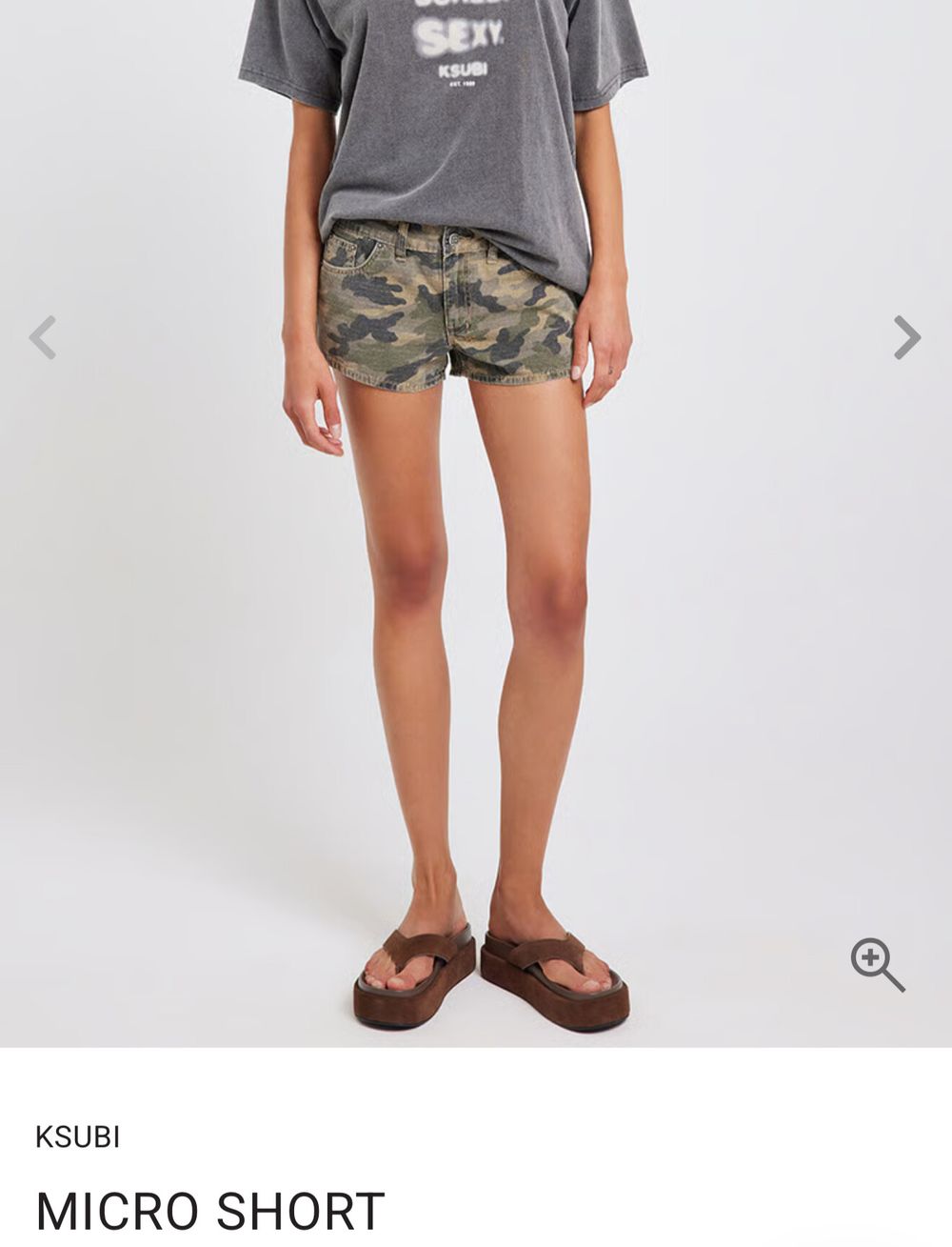 Ksubi Micro Short Green Camouflage Print Shorts