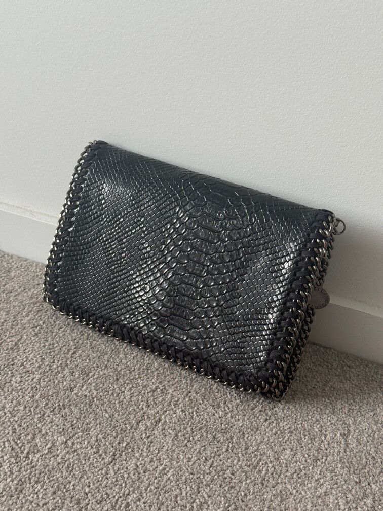 Stella McCartney Black Snakeskin Clutch/Crossbody bag