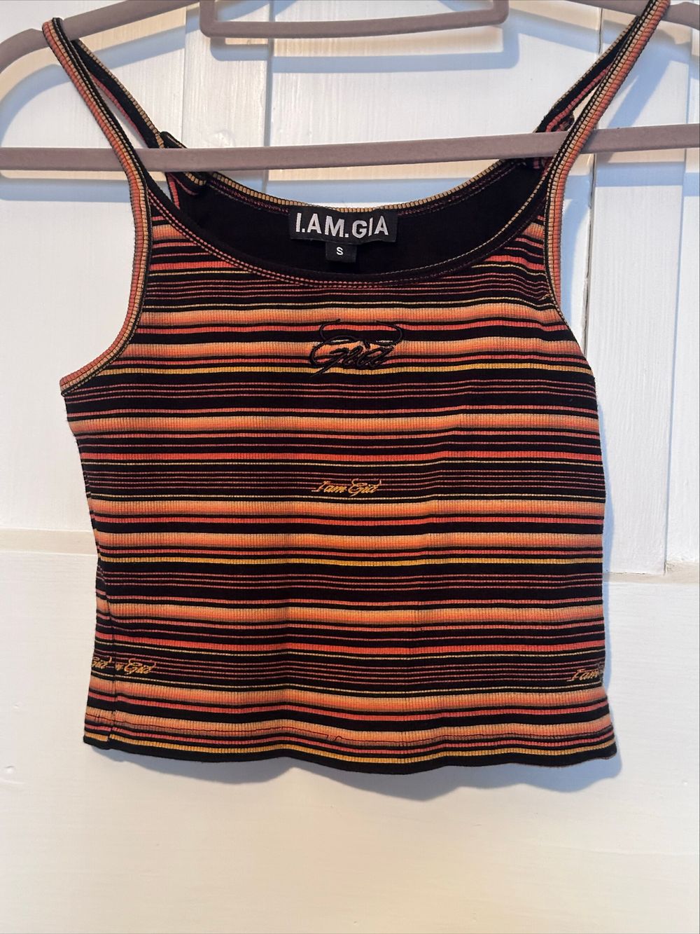 I AM GIA Multicolour Striped Ribbed Cami Top