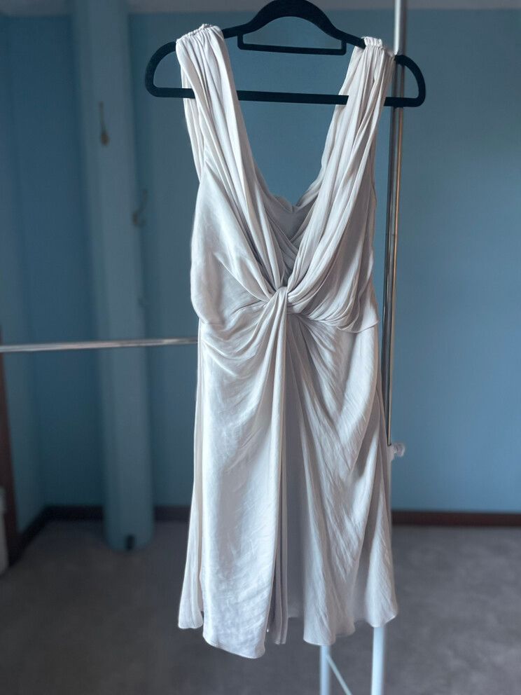Karen Millen Grecian silver skater dress size 10