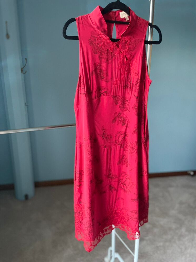 Karen Millen red silk cocktail dress