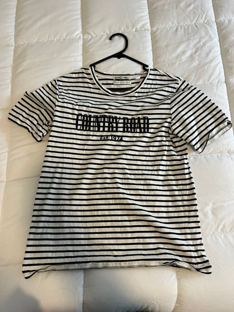 Country Road White Black Striped T-Shirt