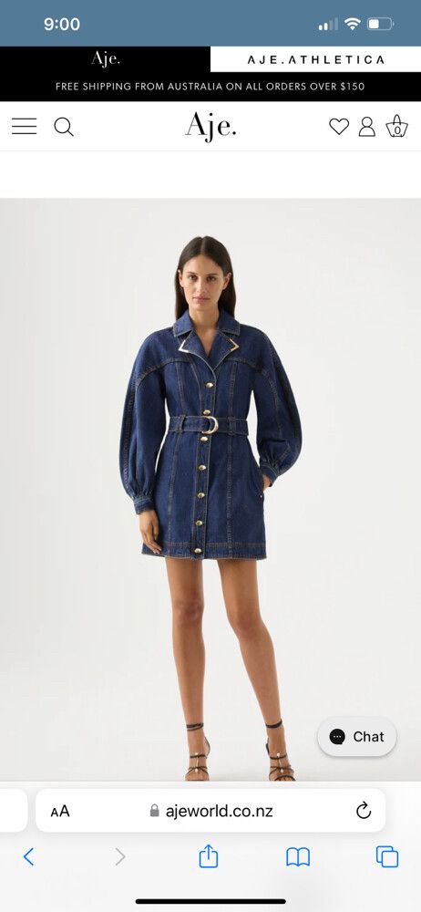 Aje - Aje Elena Belted Denim Mini Dress on Designer Wardrobe