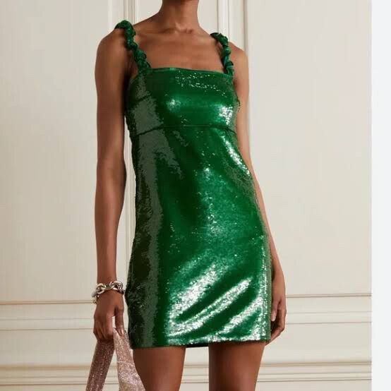 ganni green sequin dress GANNI Green Women's Sequin Dress