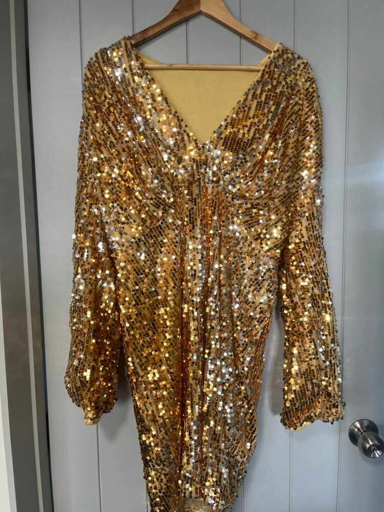 SHEIN - Shein Gold Sequin Mini Dress on Designer Wardrobe