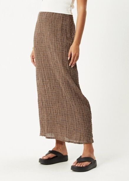 Seersucker Check Skirt - Coffee Check
