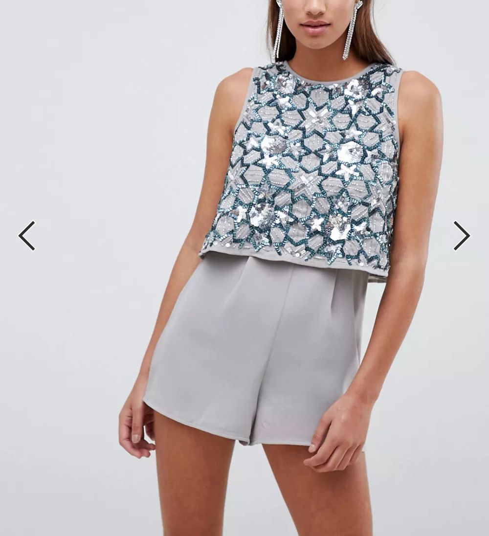 Grey Sequin Playsuit