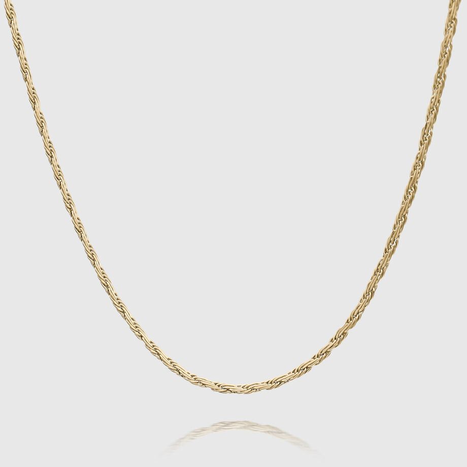 Gold flat rope link chain