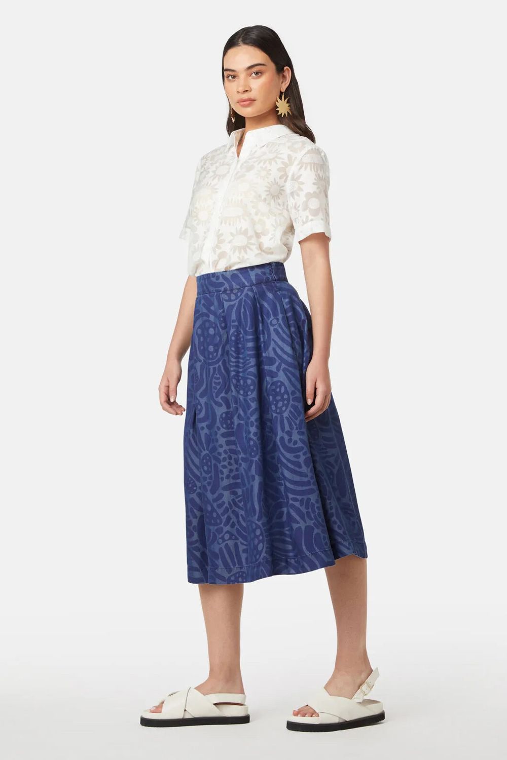 Gorman Blue Printed Midi Skirt