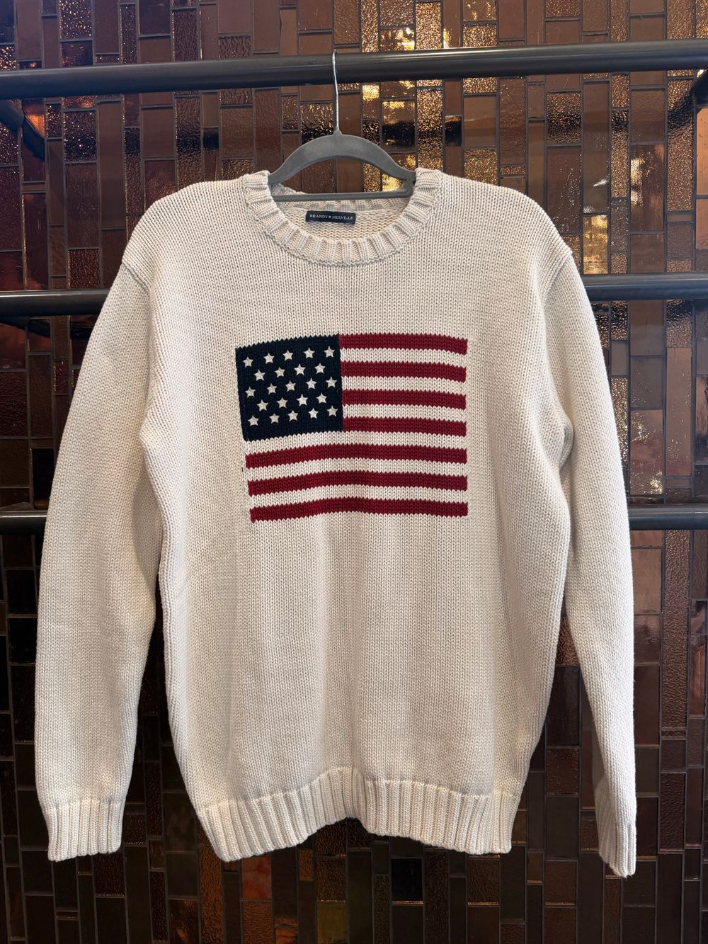 Brandy Melville Nico American Flag Sweater – Ivory