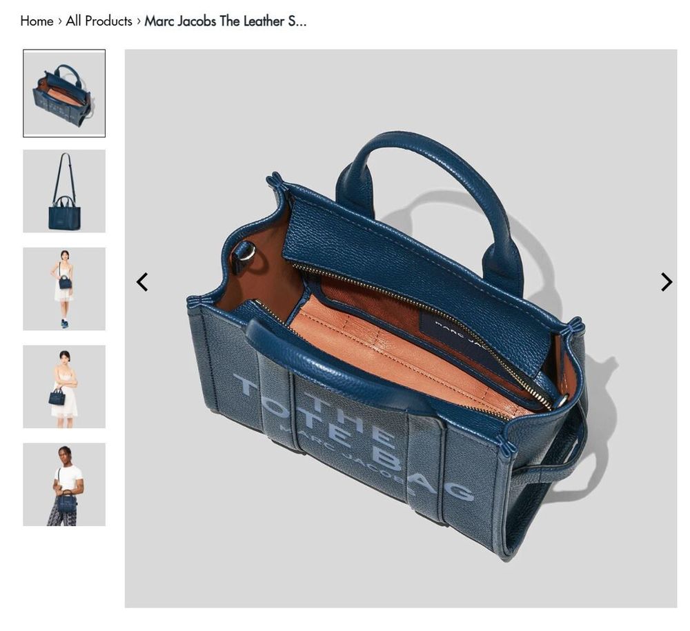 Marc Jacobs Leather Tote Bag Blue Sea