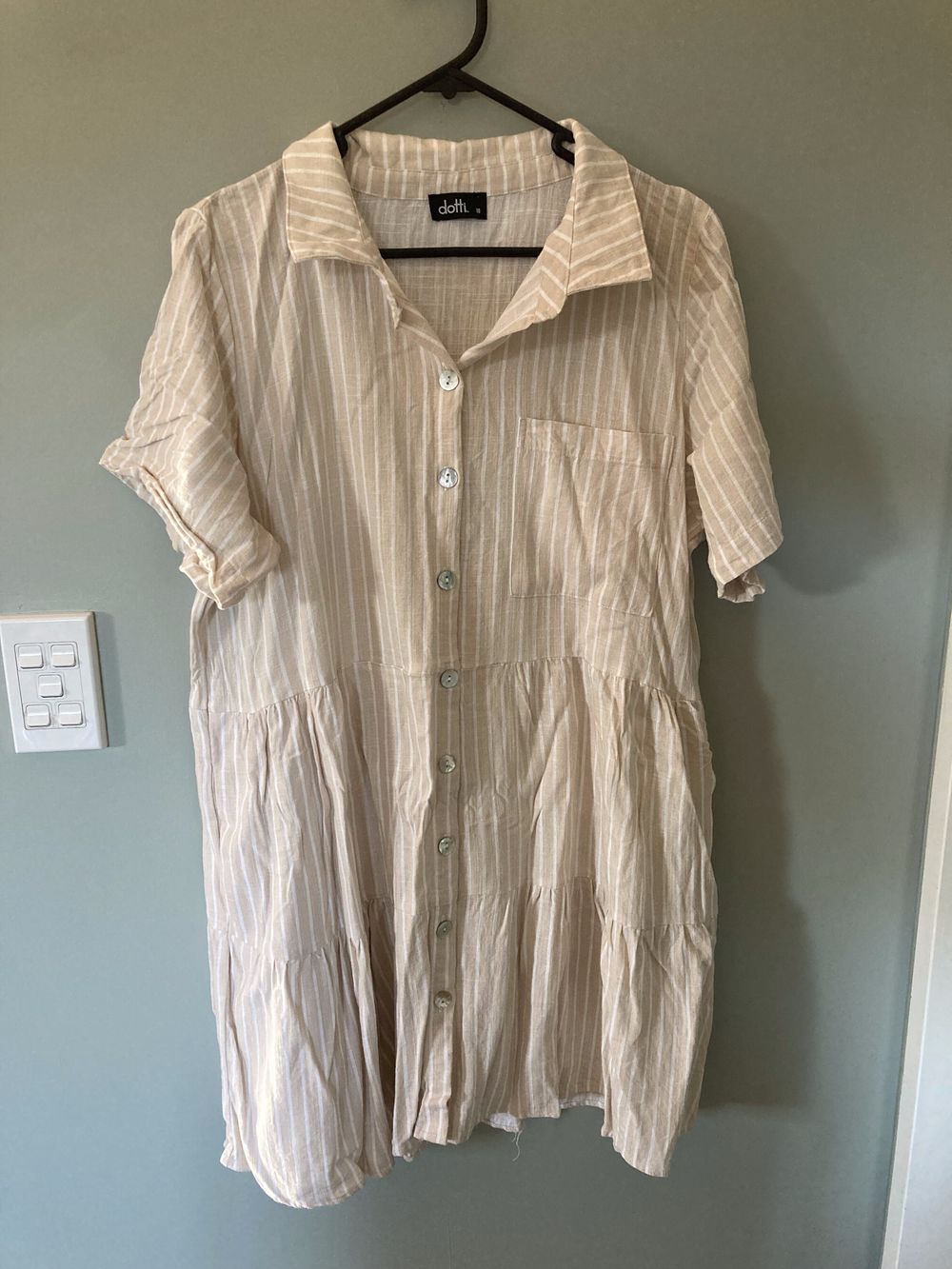 Dotti Striped Tiered Shirt Dress