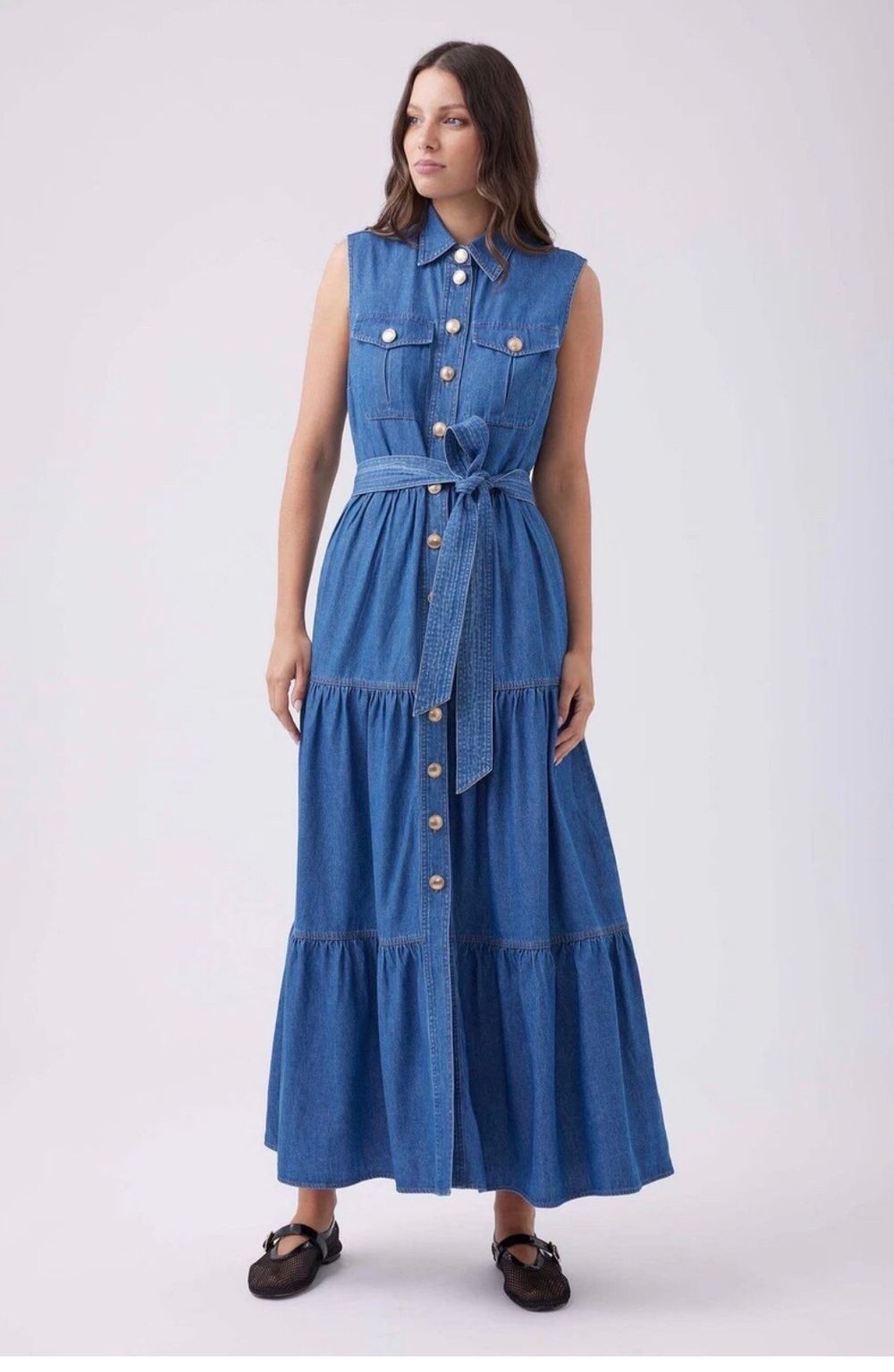 Blue Denim Maxi Dress