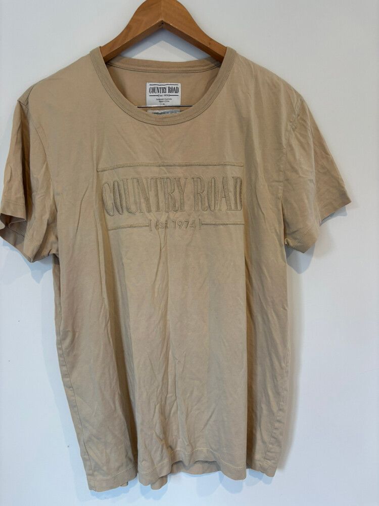 Country Road Beige Embossed Logo T-Shirt