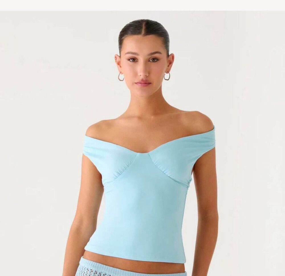 Peppermayo blue off the shoulder top