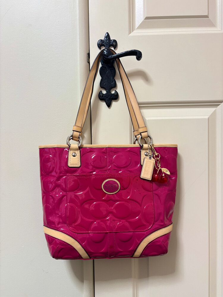 Coach Pink Patent Leather Tote Bag
