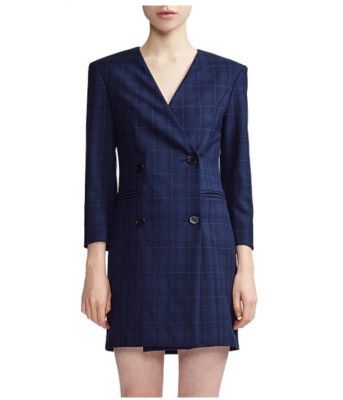 Maje Raliro Check Woven Mini Dress Long Blazer - Na Y