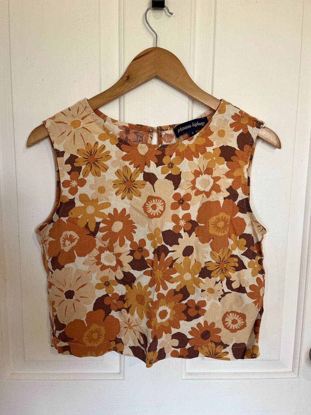 Princess Highway Brown Floral Linen Top