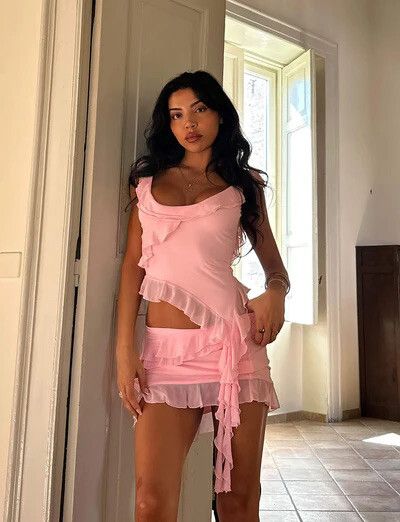 princess polly pink ruffle top