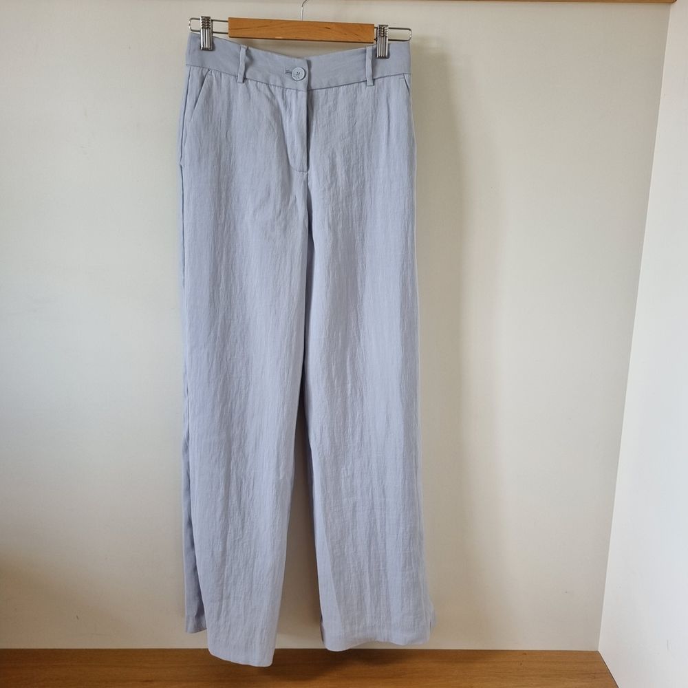 Zara High-Waisted Dusty Blue Wide Leg Pants