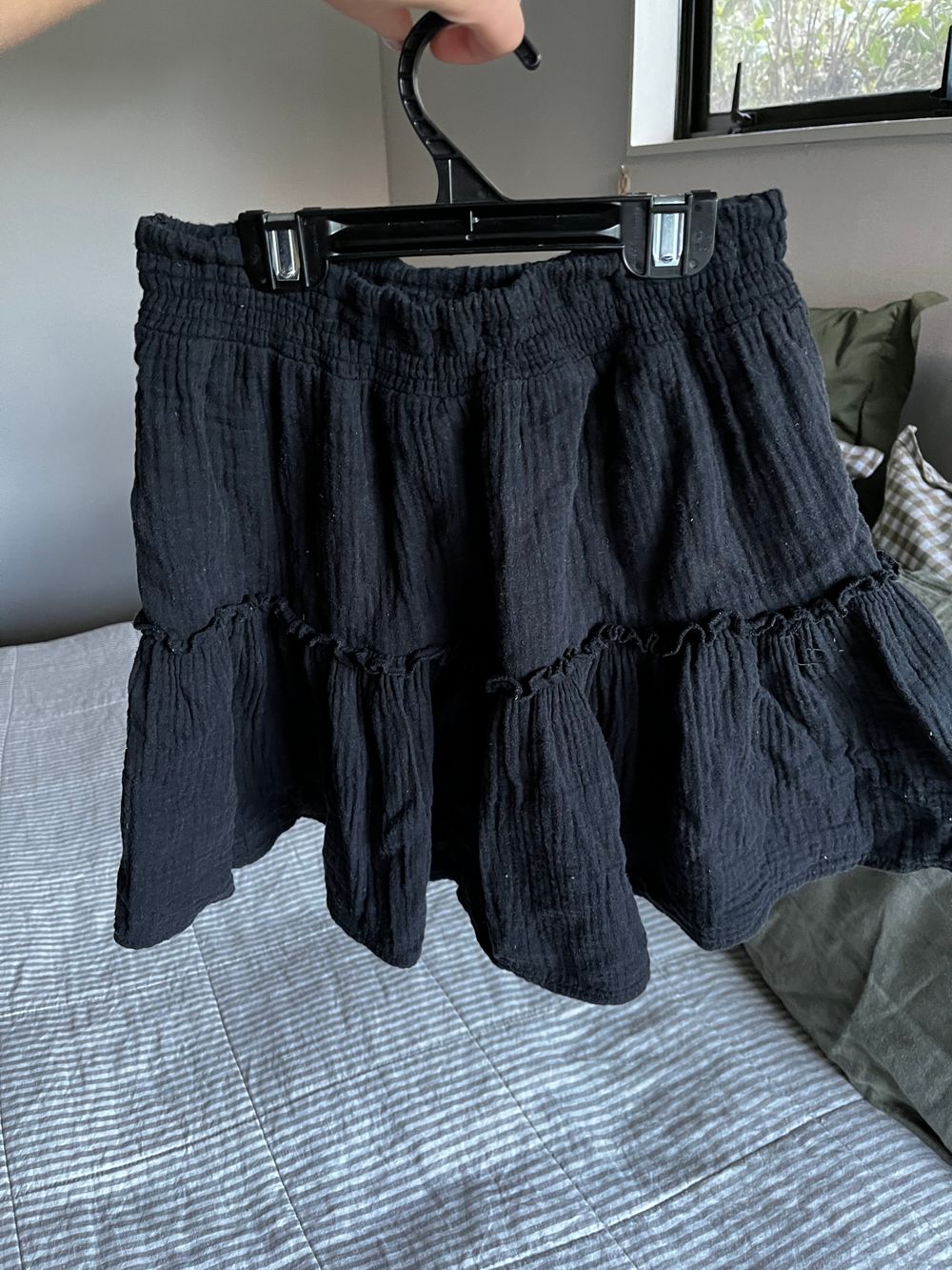 Black tiered mini skirt