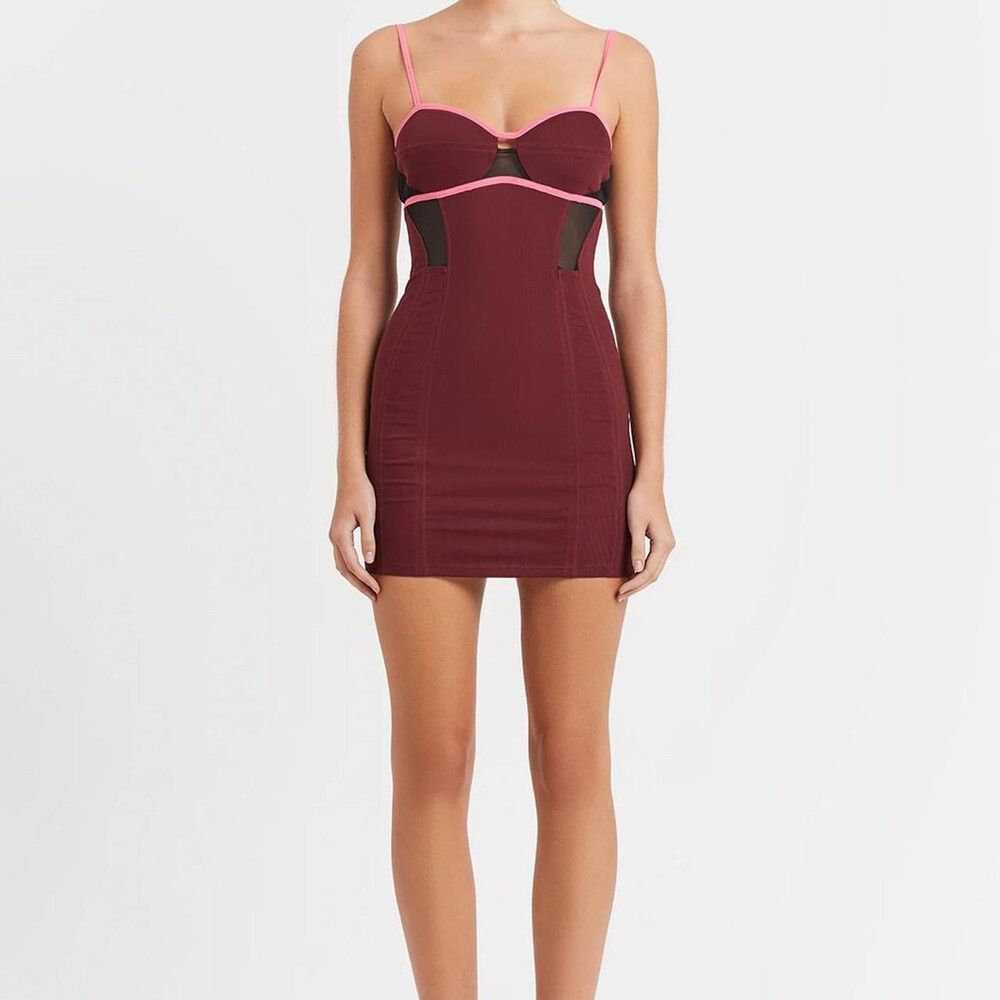 MSE: Akari Mesh Dress In Sangria - Size Small (Brand New With Tags)