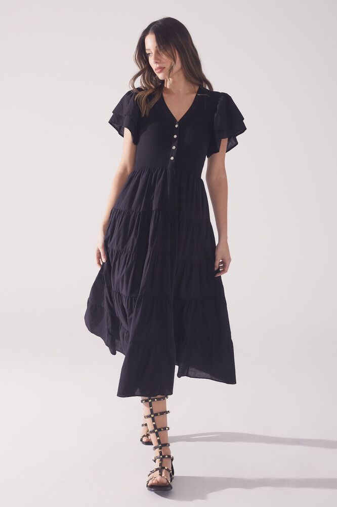 DECJUBA: Eva Spliced Midi Dress - Size XS