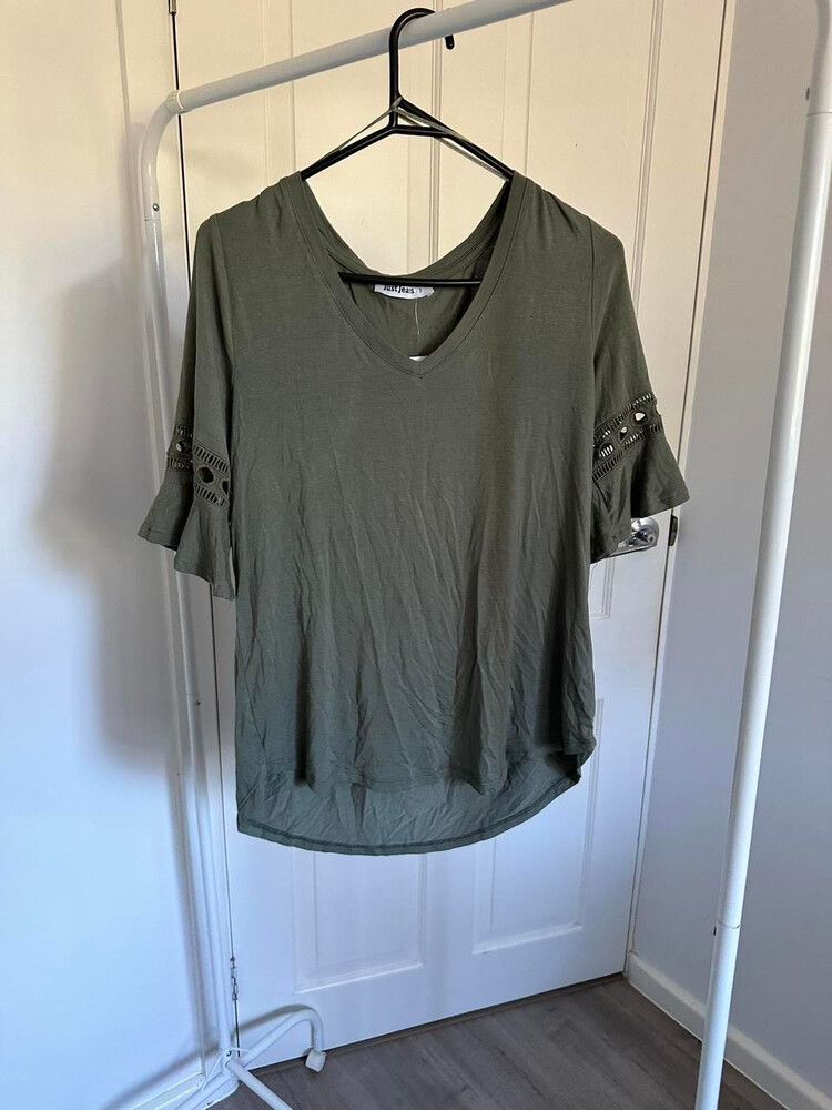 JUST JEANS: Khaki Green Blouse - Size Small