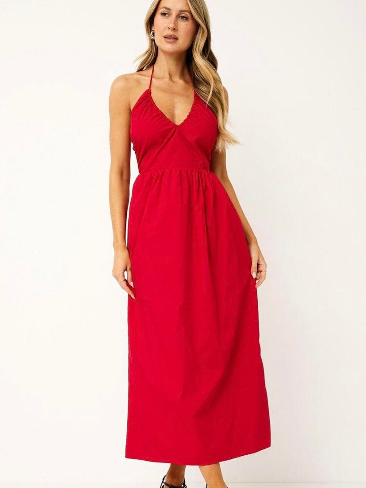DAZIE: GEMMA HALTER COTTON MIDI DRESS - Size 6