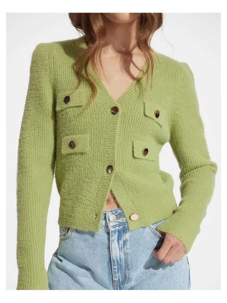 DECJUBA: Vicky Cropped Knit Cardigan  - Size: XS