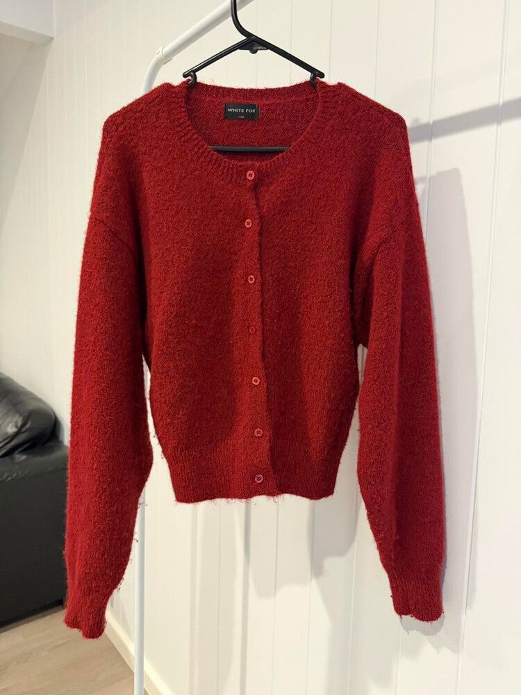 WHITE FOX: Warm Whispers Knit Cardigan Burgundy  Size: S/M