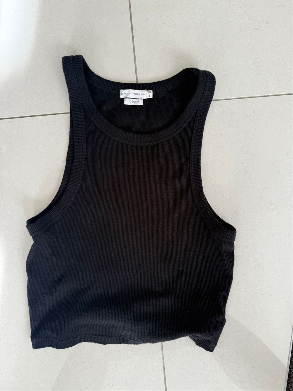 General Pants Co. Black Ribbed Crop Top