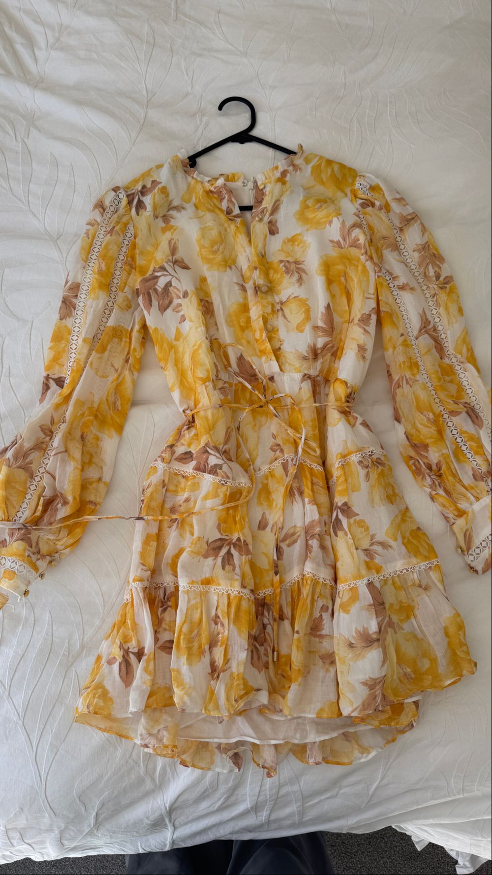 Forever New Yellow Floral Tiered Dress