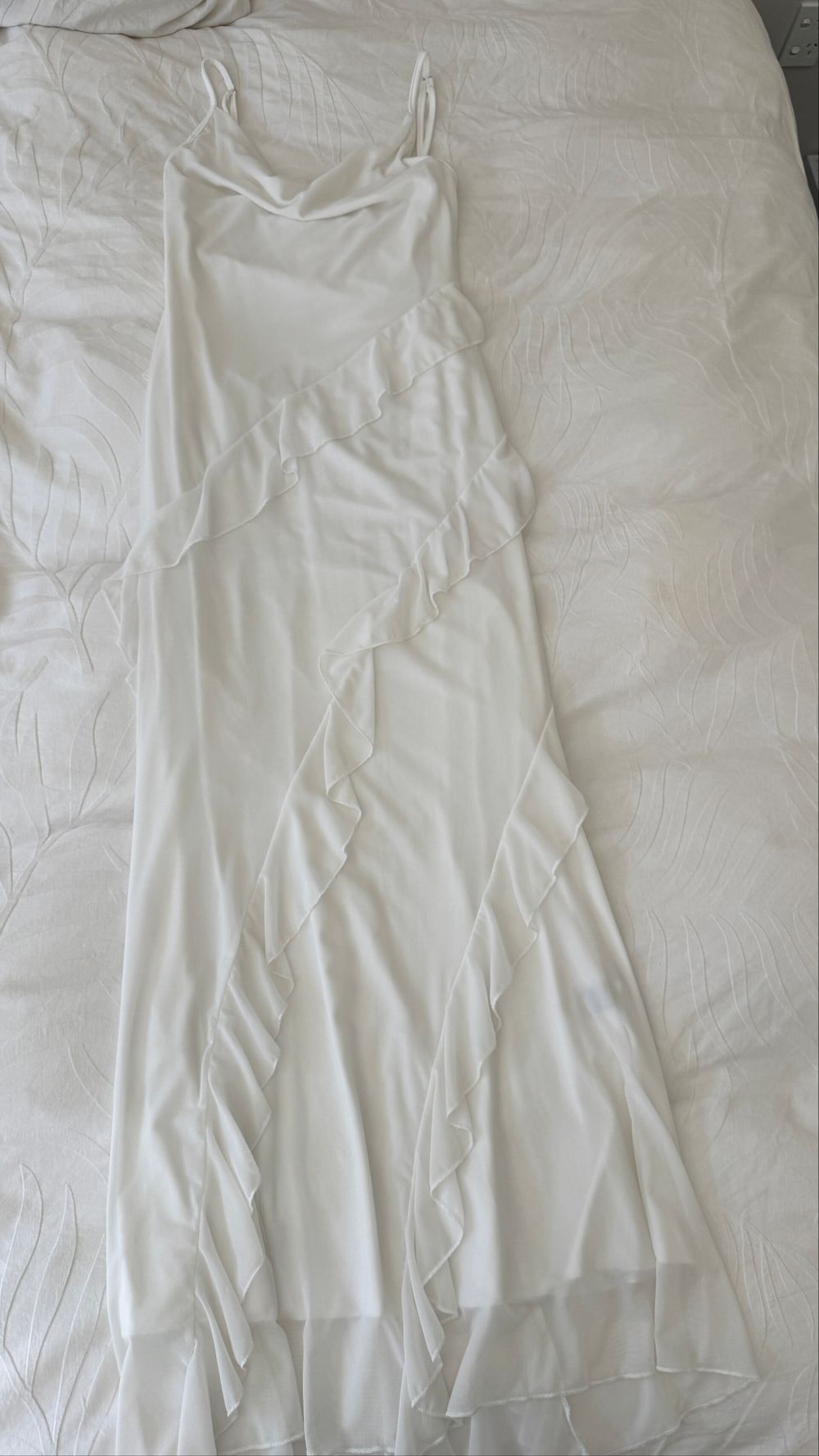 White Ruffled Slip Dress
