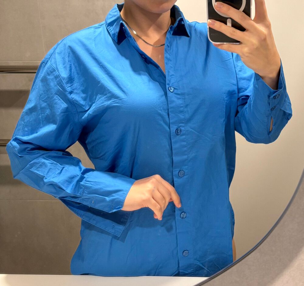 Long-Sleeved Cobalt Blue Shirt