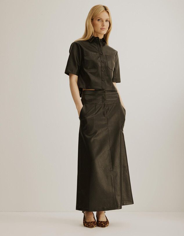Faux Leather Maxi Skirt