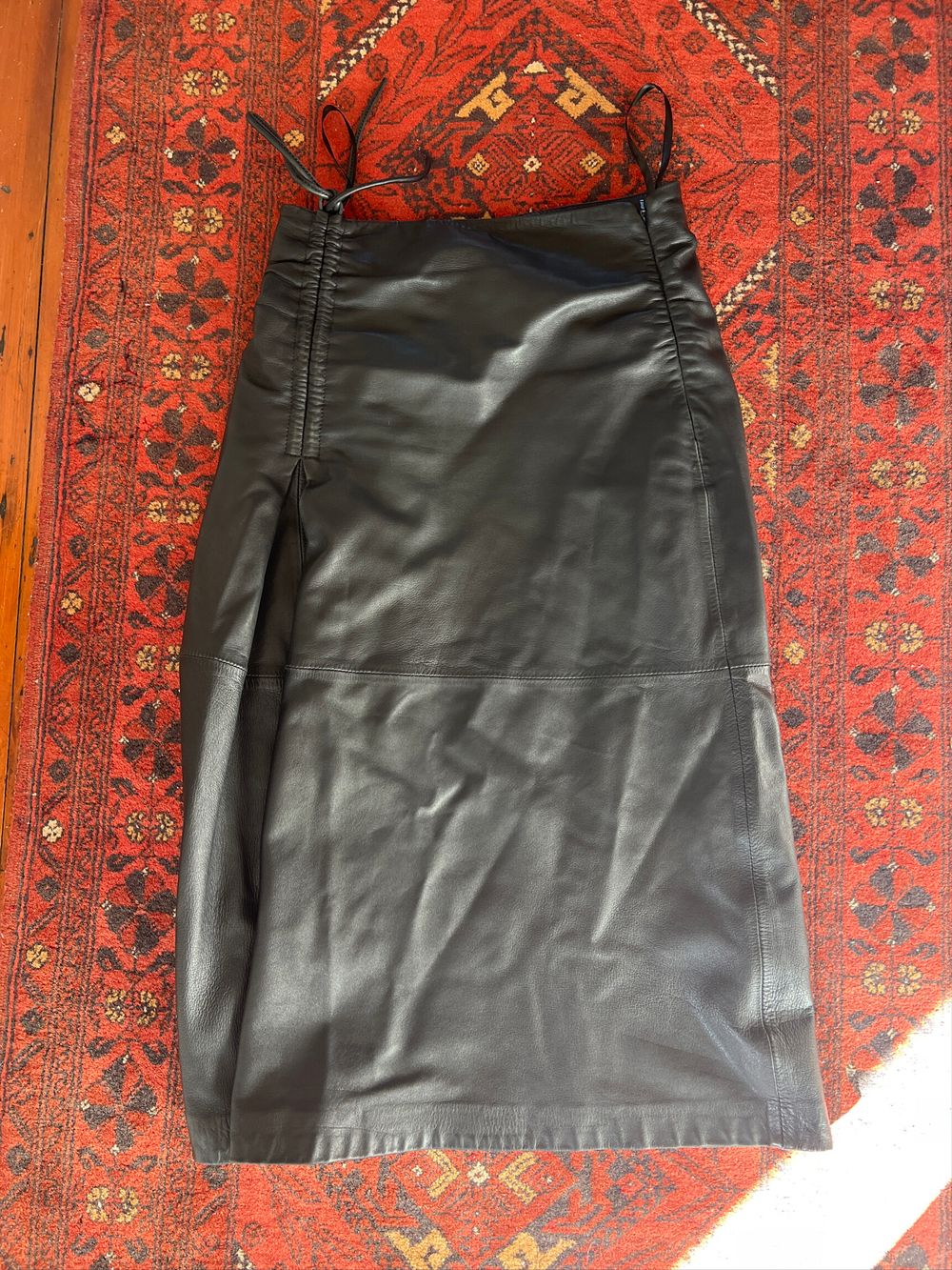 Black Leather Midi Skirt