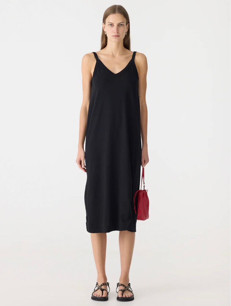 Bassike Black V Neck Jersey Slip Dress