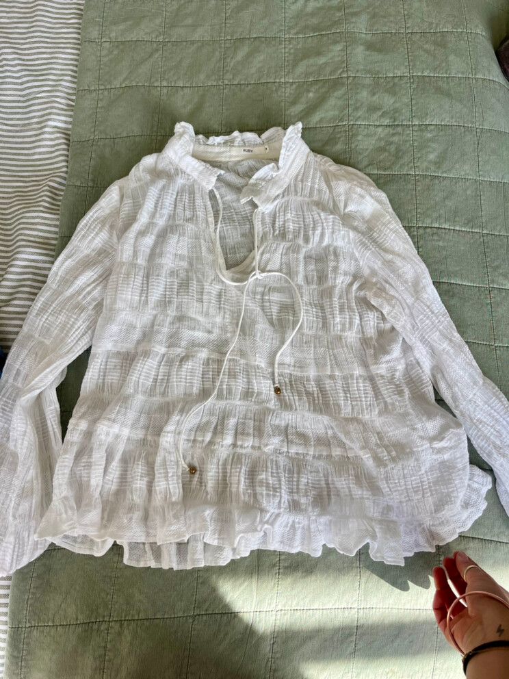 Ruby White Frill Top
