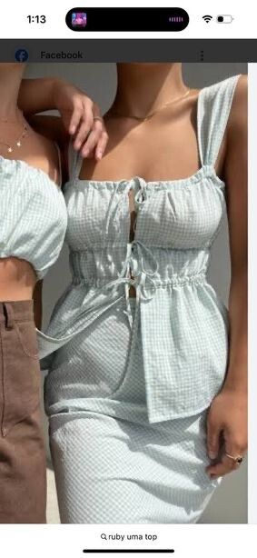 RUBY Uma Top in blue and white gingham size 12