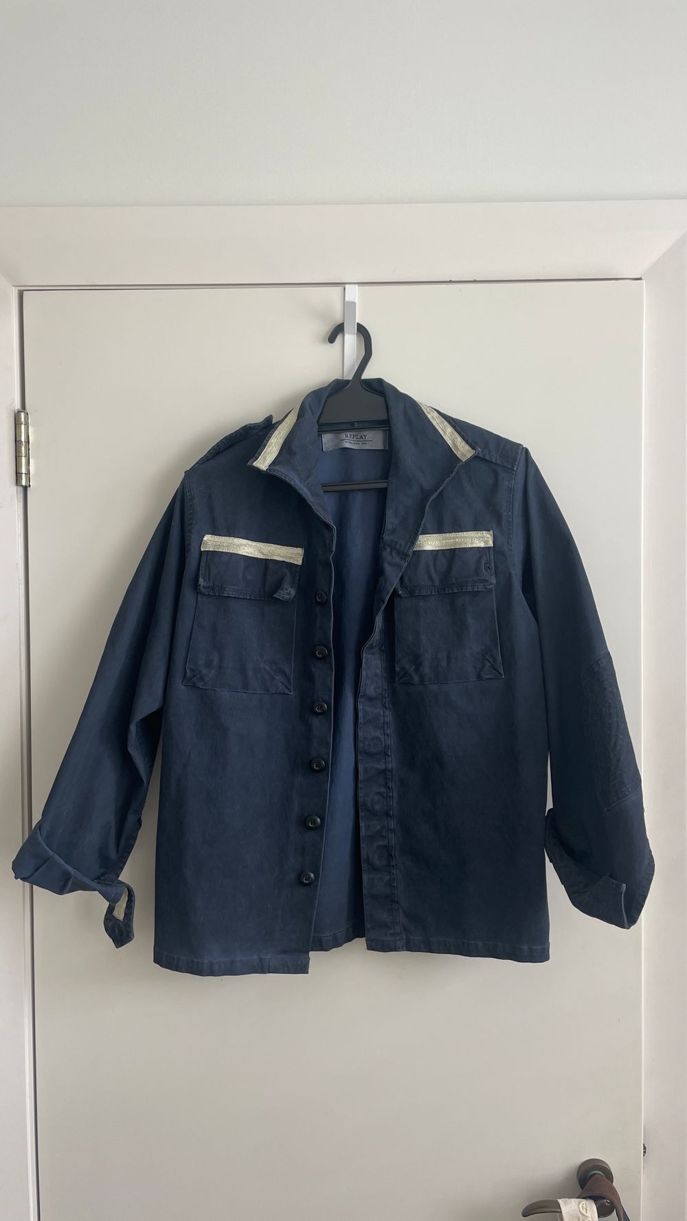 Navy Shirt Gold stitching