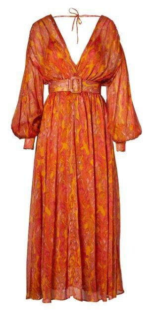open lace back dress Scanlan Theodore Italian Watercolour Dress, Printed – Plus One Dress Hire