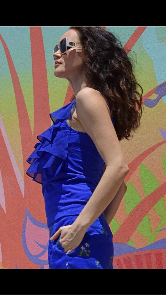 TRELISE COOPER Luxury Designer NEW 2024 Sapphire Always A Frill M Top