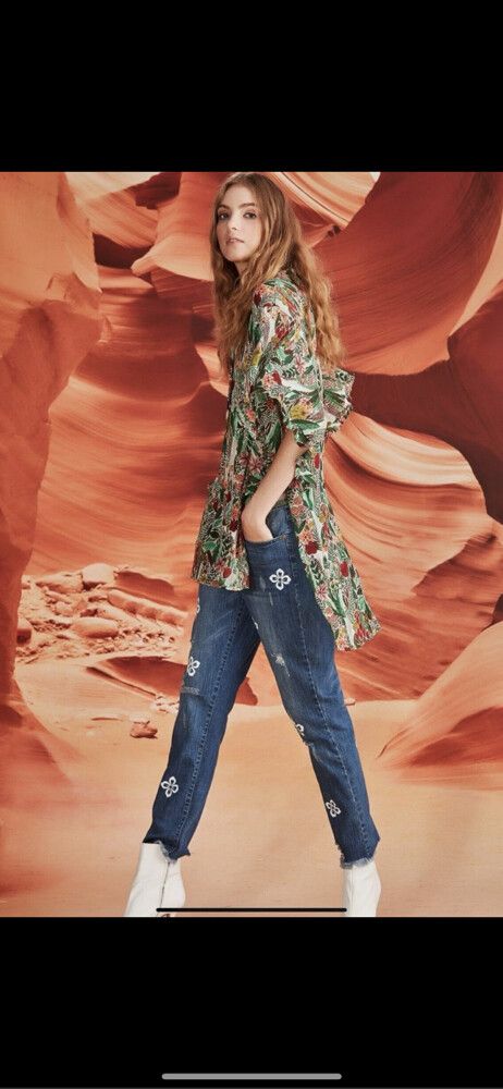 Trelise Cooper Luxury Designer Blue My Mind Sparkly Tuxedo Stripe 14 Jeans