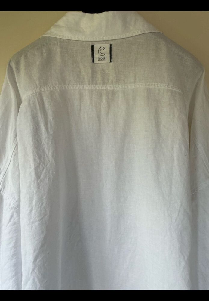 Trelise Cooper Luxury Designer Logo Nordic WHITE Cool Linen Cotton M Shirt