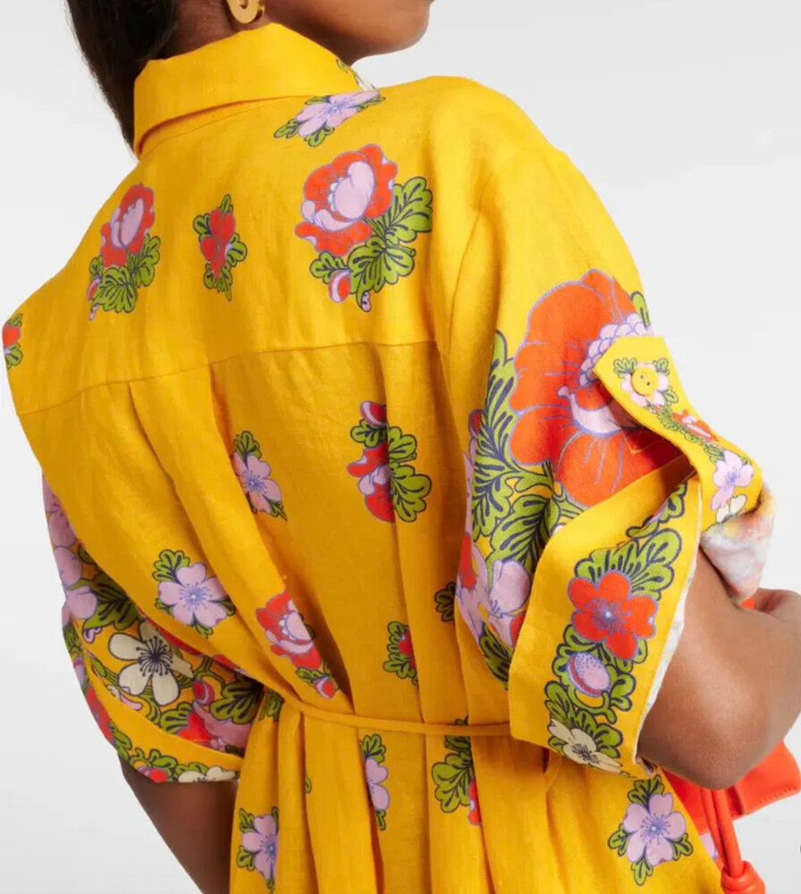 Alemais Australia Award Winning Designer Yellow Floral Linen Shirt S Dress