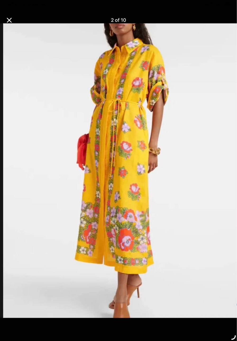 Alemais Australia Award Winning Designer Yellow Floral Linen Shirt S Dress