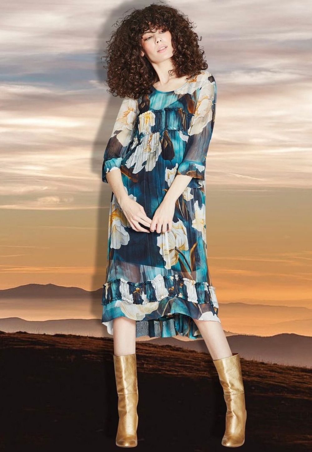 Trelise Cooper Glamour Designer New Romantic Tiffany Ruffle Floral XXL Dress